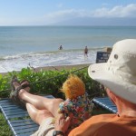 In the afternoon, we like to watch the Molokai channel from the lawn of our resort!